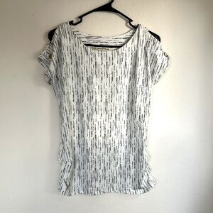 White and Black Patterned Women's Top